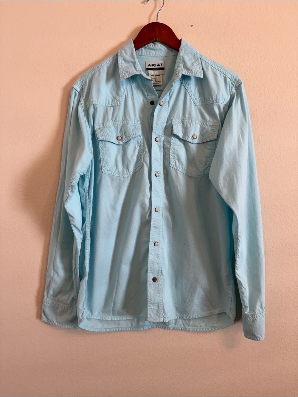 Ariat Retro Fit Solid Blue Button up Mens Shirt